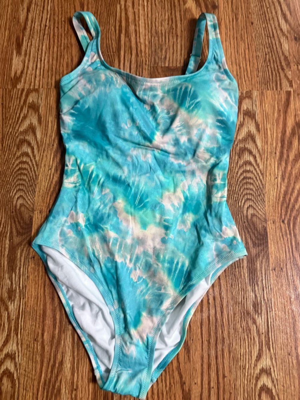 🆕 Johnny Was Calme Aqua Keys Turquoise Tie Dye One Piece Tank Swimsuit Sz Small - Picture 3 of 6